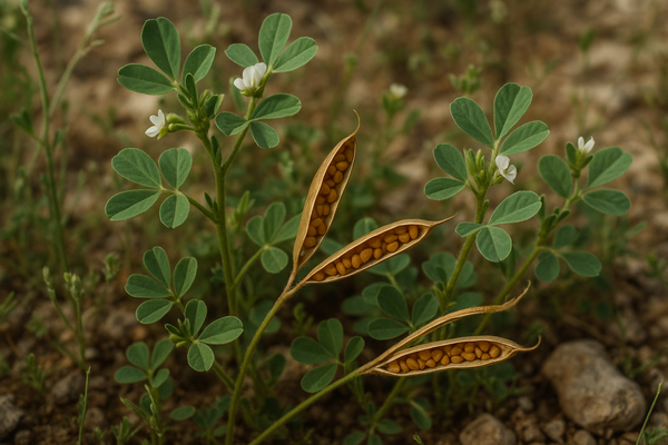hyper realistic fenugreek seeds in the wild growing naturally