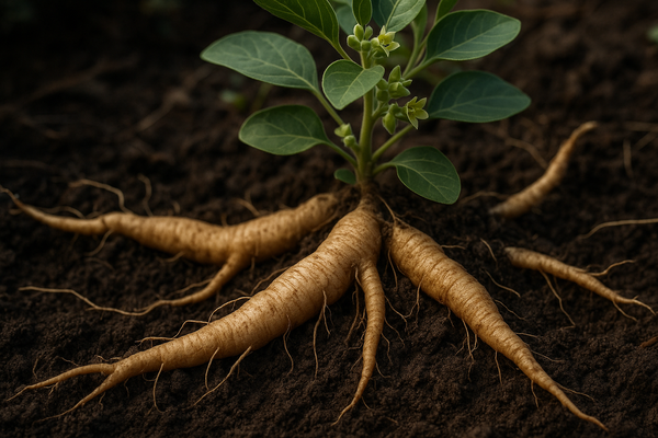 ashwagandha herb roots hyper realistic in nature