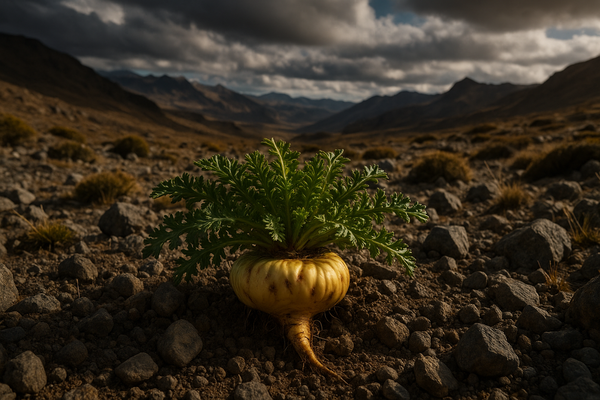 maca root hyper realistic growing naturally