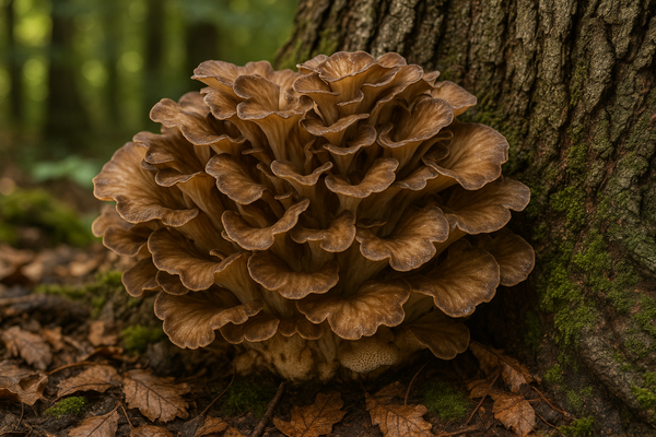 maitake mushroom hyper realistic naturally growing