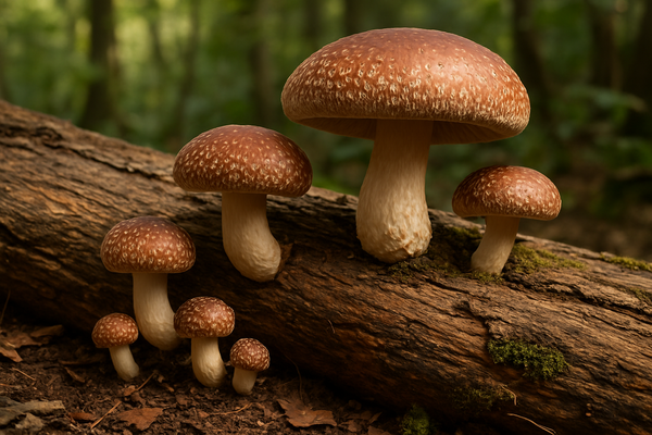 shiitake mushroom hyper realistic naturally growing